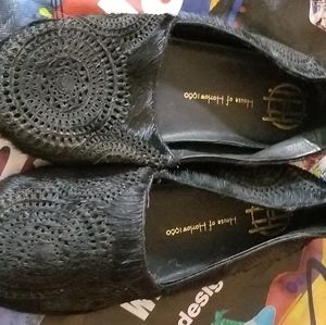 House of Harlow horse hair moccasins slip on shoes